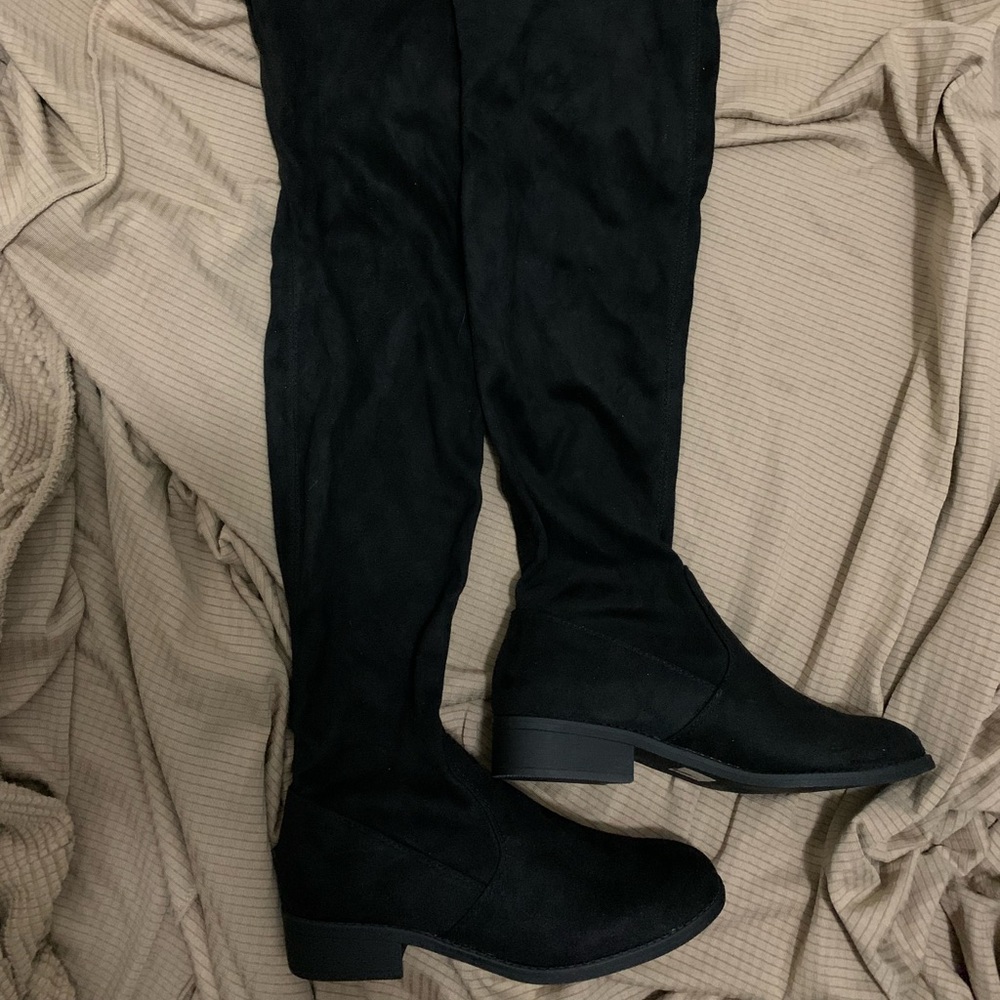 Venus Black Micro Suede Over the Knee Boots